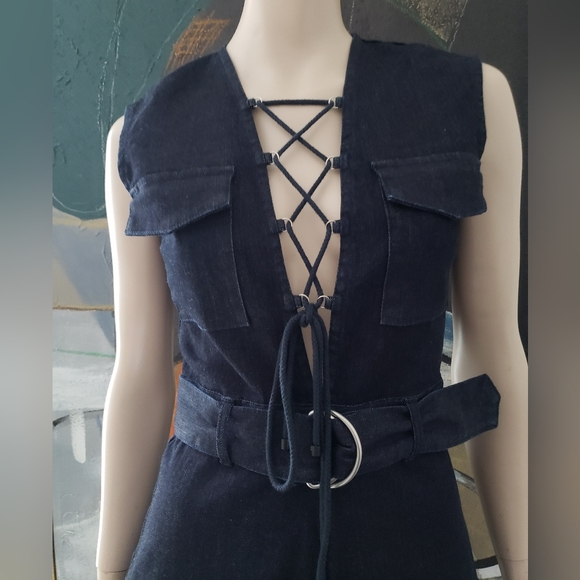 Kendall + Kylie | Sleeveless Lace-up Denim Jumpsuit - Picture 6 of 15